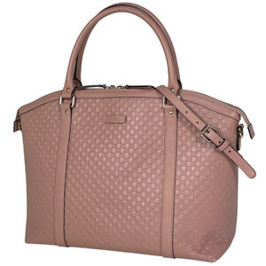 Gucci Micro Shima Handbag, 2-Way Shoulder Bag, Tote Leather, Pink, 449658, Wo...
